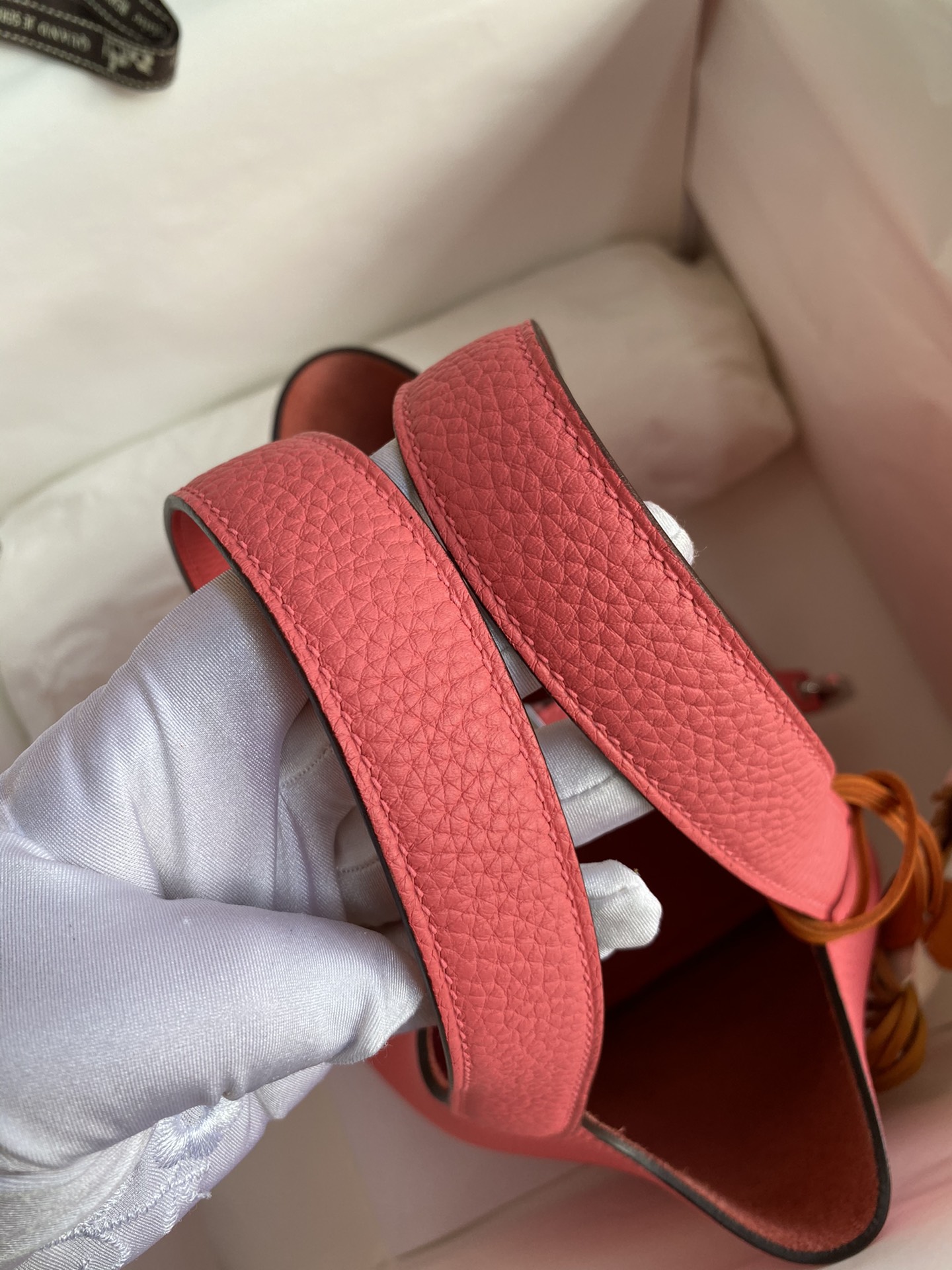 에르메스 피코탄 락22 립스틱 핑크 은장 소가죽